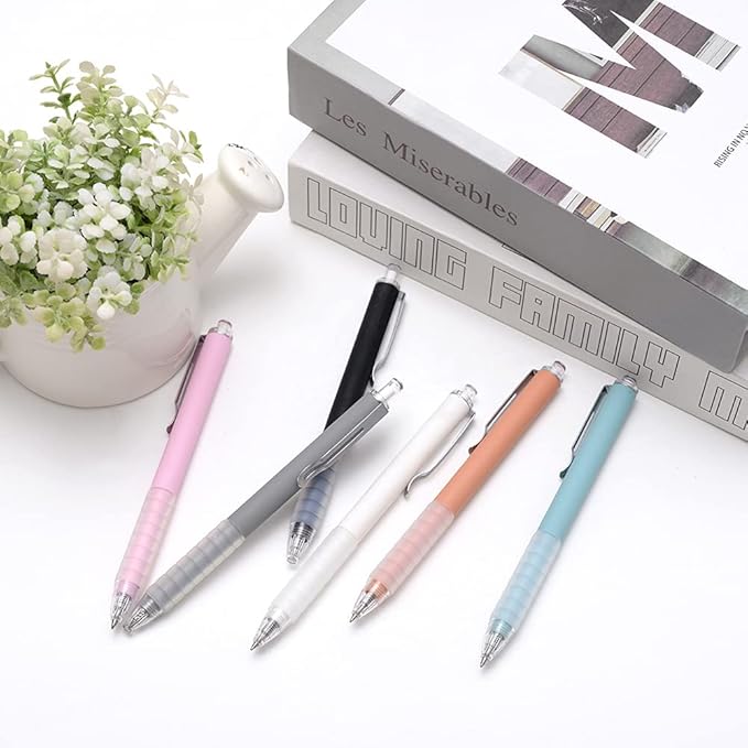 Linbsunne Ballpoint Pens Medium Point 1mm Black Ink Work Pen with Super Soft Grip Ball Point Pen for Men Women Retractable Office Pens (Black 6)