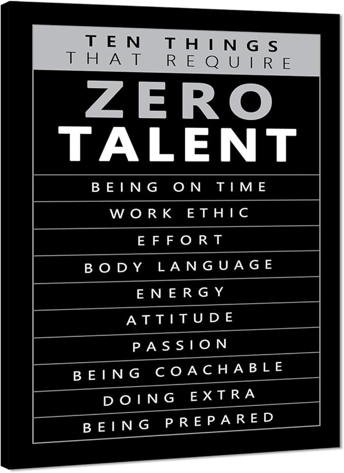 Wall Art for Office - 10 Things that Require Zero Talent Motivational Poster Inspirational Wall Decor Black and White Canvas Prints Modern Entrepreneurs Artwork for Home, Framed & Stretched 18"x 24"