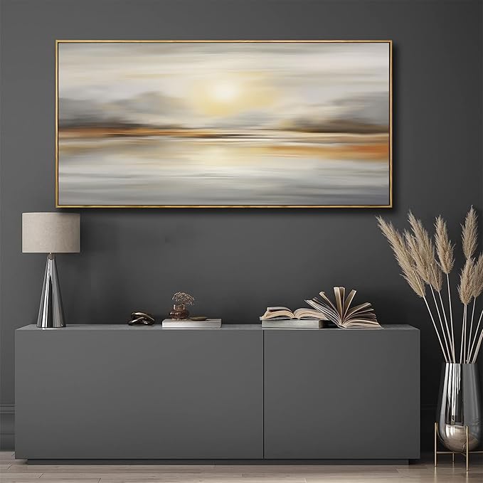 Framed Wall Art Abstract Seascape Canvas Printing Wall Decor Artwork for Living Room Bedroom Dining Room Home Office Decor 20x40inch