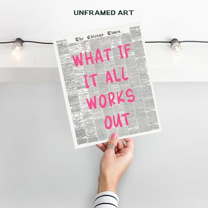 Positive Affirmations Wall Decor - CUTE TRENDY Aesthetic Wall Art - Inspirational quote Office Decor for Women - Newspaper Wall Art Unique Living room Bedroom Art Print - Motivational Quotes