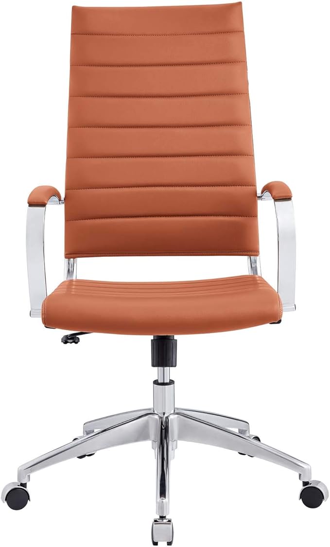 Modway Jive Ribbed High Back Tall Executive Swivel Office Chair With Arms In Terracotta