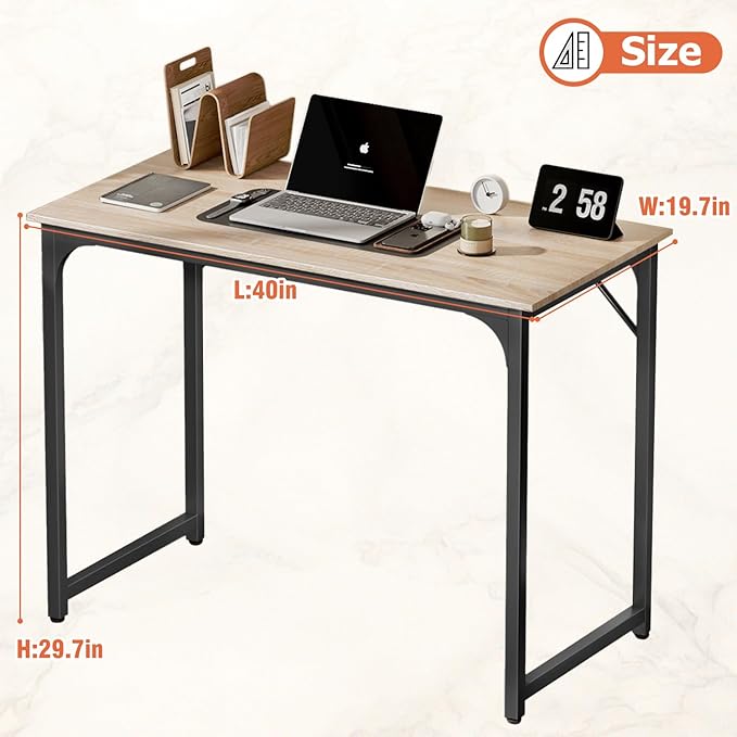 Computer Desk,39.4 inches Home Office Desk Writing Simple Study Table Modern Simple Style PC Desk Minimalist Desk with Metal Frame,Nature
