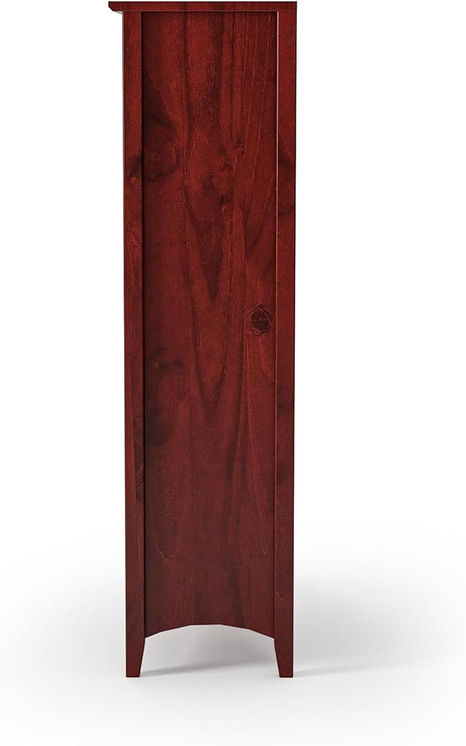 Camaflexi Shaker Style 4 Shelf Bookcase/Solid Wood / 48" High/Adjustable Shelving/Closed Back/Display Bookshelf for Living Room, Bedroom, Home and Office, Red Garnet Stain