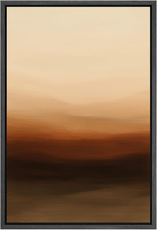 SIGNFORD Framed Canvas Print Wall Art Warm Horizon Gradient Abstract Landscape Illustrations Digital Art Modern Art Decorative Multicolor Rustic Minimal for Bedroom - 24"x36" BLACK