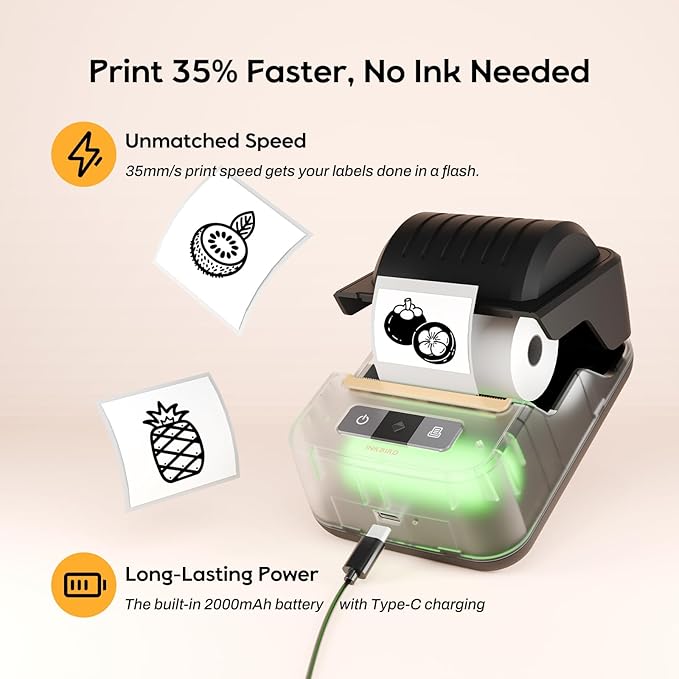 Inkbird Label Maker Machine with Tape, N20 Bluetooth Label Makers, Portable Thermal Label Printer Easy to Use for Office Barcode Address School Home