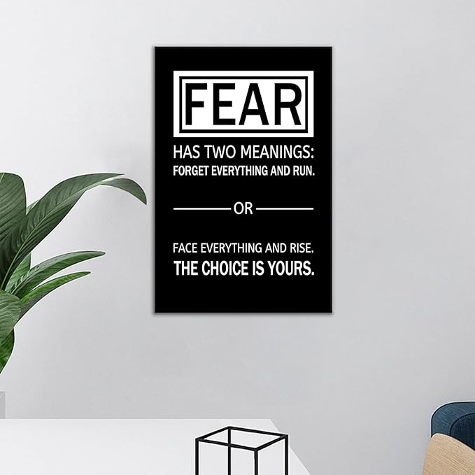 Inspirational Canvas Wall Art Office Decor Fear Has Two Meanings Motivational Painting Entrepreneur Quotes Poster Prints Artwork for Modern Home Bedroom Wall Decoration Ready to Hang [12''Wx 18''H]