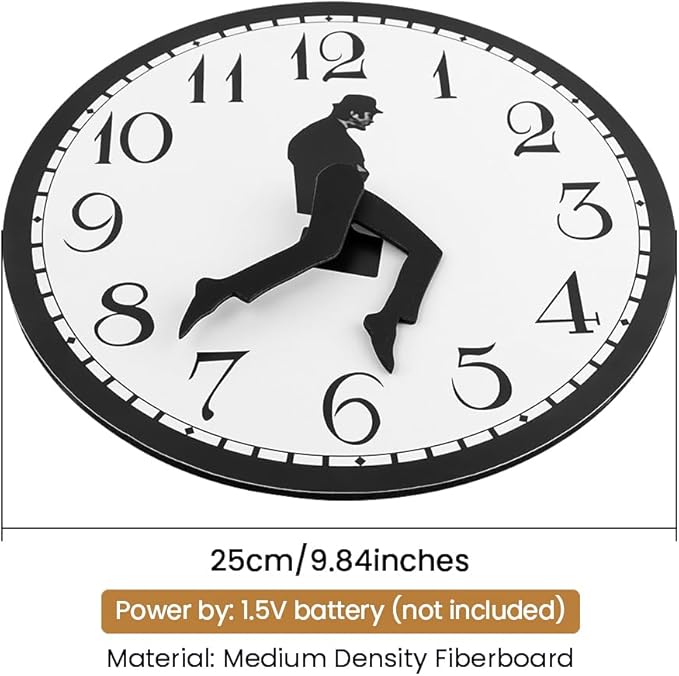 Silly Walk Wall Clock, Round Silent Wall Clocks Modern Funny Walking Silent Clock for Dining Room, Bedroom, Home, Office Decoration(Color:Black)