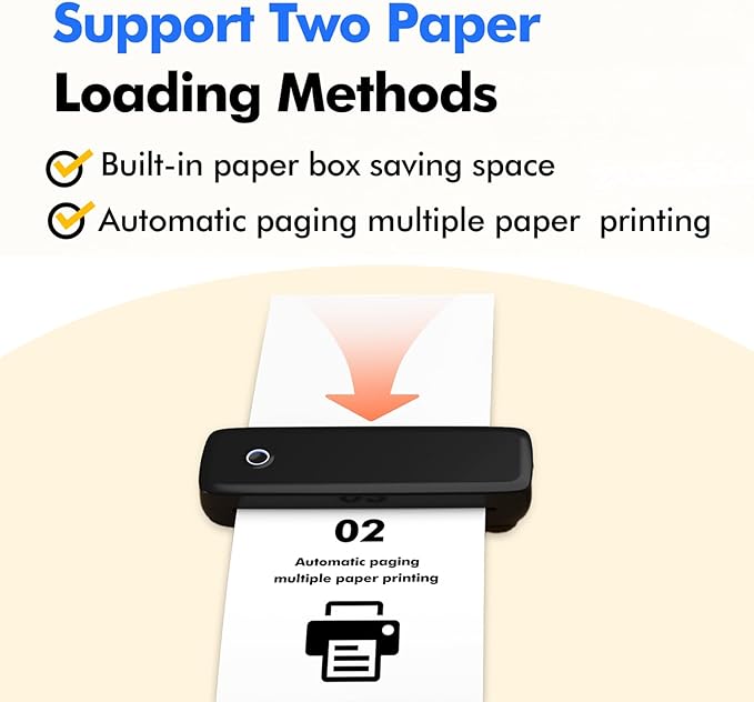 Portable A4 Thermal Printer 203dpi for Print Width 8.5in, Supports Web Text Image Printing for Business Trip Office Workers (Black)