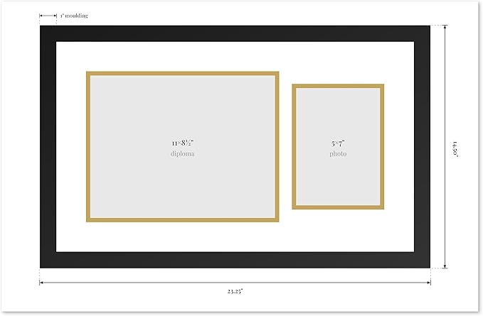 Diploma Frame With Photo Opening Honey Oak Oyster Shell Over Gold Mat - Fits 11 x 8.5 Degree and Picture Made in the USA