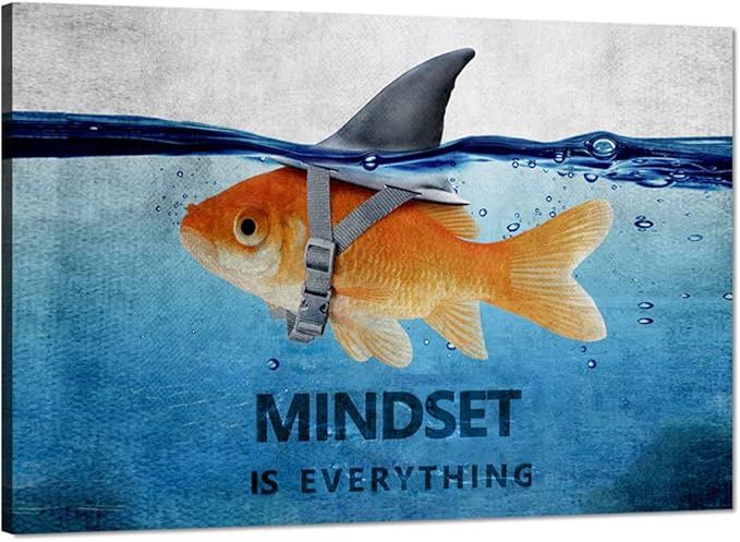 Motivational Posters Blue and Grey Canvas Wall Art Inspirational Entrepreneur Quotes Wall Office Decor Mindset Painting Inspiring Posters and Prints Artwork Stretched Giclee Ready to Hang (24”Hx36”W)