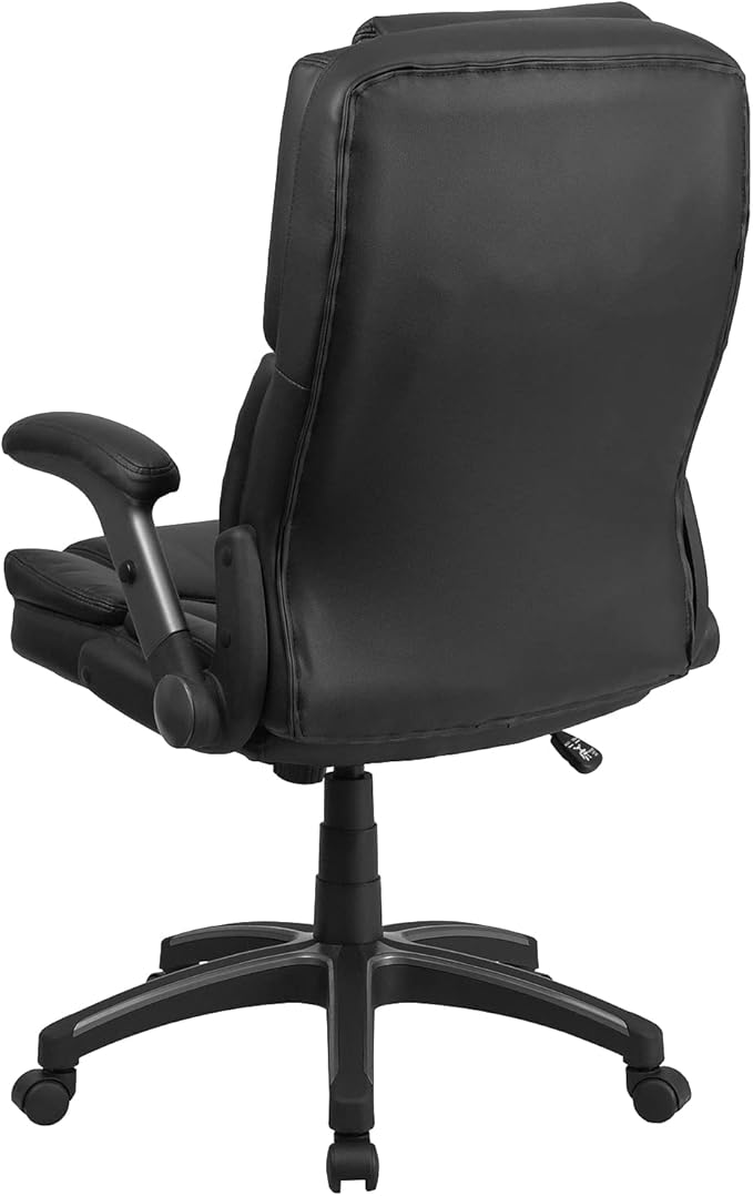 Flash Furniture Hansel Extreme Comfort High Back Black LeatherSoft Executive Swivel Ergonomic Office Chair with Flip-Up Arms