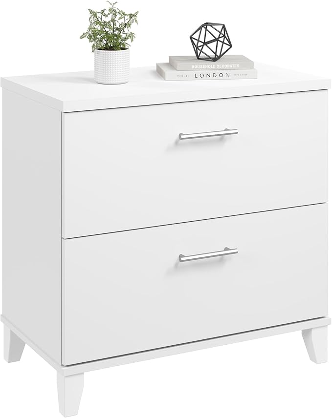 Bush Home 2 Drawer Lateral File Cabinet, Letter and Legal-Size Document Storage for Home or Professional Office, Somerset Collection, White