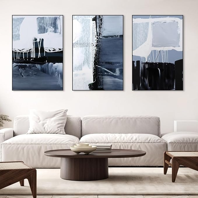 Framed Wall Art for Living Room Modern Wall Decor for Bedroom Office Decor Large Abstract Painting 3 Piece Canvas Art Wall Pictures - 24"x32", Ready to Hang