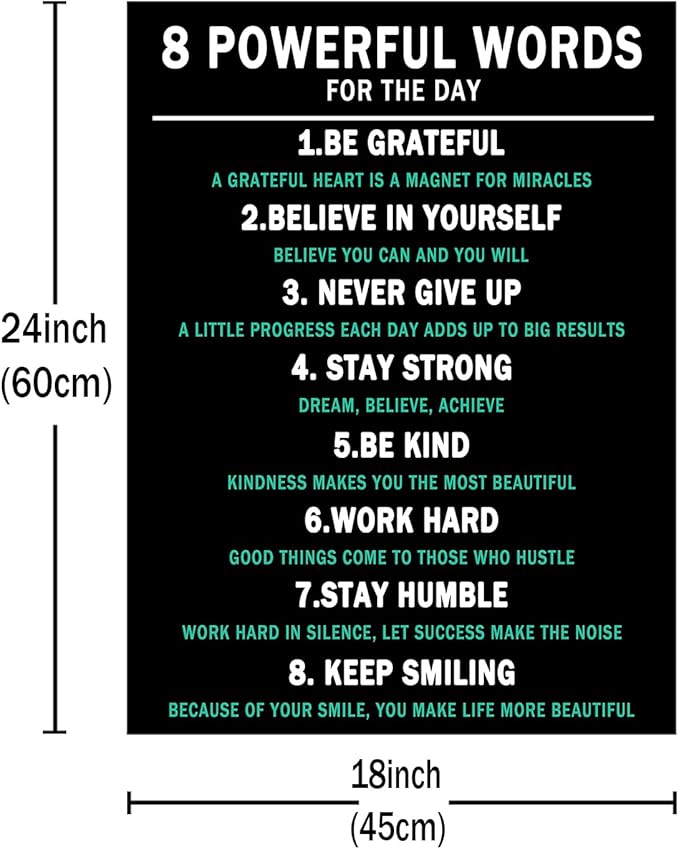 Inspirational Canvas Wall Art 8 Powerful Words Entrepreneur Positive Quotes Prints Poster for Bedroom Office Wall Decoration Modern Canvas Framed Artwork Picture Ready to Hang [18''Wx24''H]