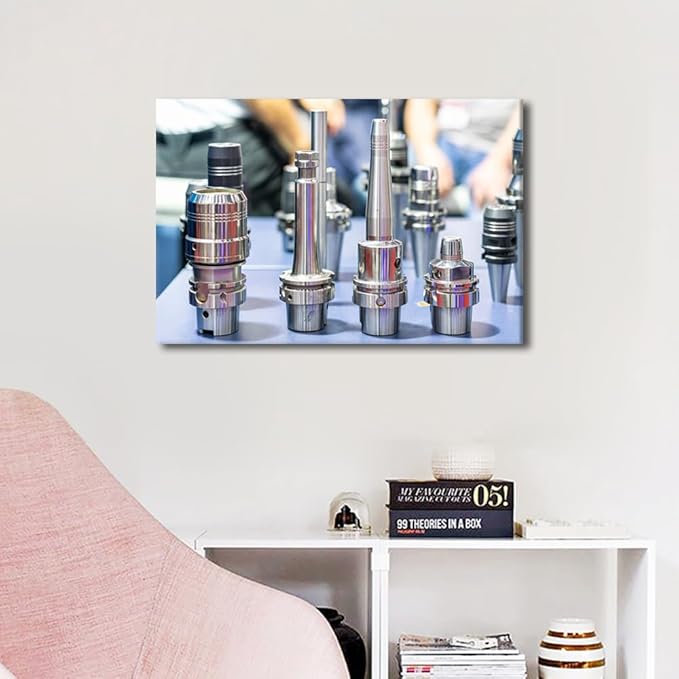 TUMOVO Tool Holder Device Art Prints Bathroom Decor 1 Piece Wall Art Machine Tool Wall Art Canvas Artwork Wall Decor Canvas Decorations for The Home Stretched And Framed Ready to Hang, 16" x24"