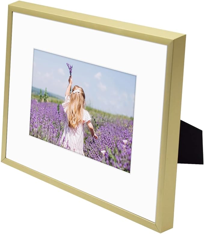 Golden State Art, Gallery Wall Frame Set of 6 - Gold 8x10 Aluminum Photo Frames with Mat for 5x7 Pictures - 8 x 10 inch Metal Frame with Real Glass Cover - Elegant Home or Office Decor