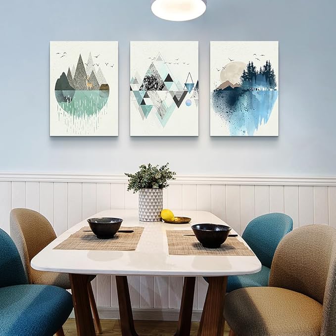 Lapremoly Large Canvas Wall Art For Living Room Bedroom Framed Wall Decor Abstract Geometry Mountain Painting Artworks Pictures Office Inspiration Home Decoration Ready To Hang Wall Art Prints