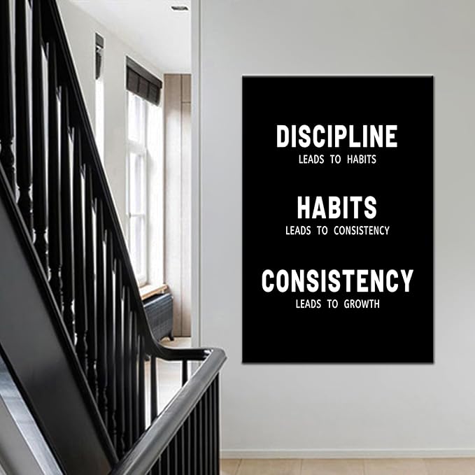 Motivational Wall Art Wall Decor for Office Inspirational Discipline Consistency Noun Entrepreneur Quotes Canvas Poster Positive Picture Artwork for Living Room Gym Workplace Wall Decor [24''Wx36''H]