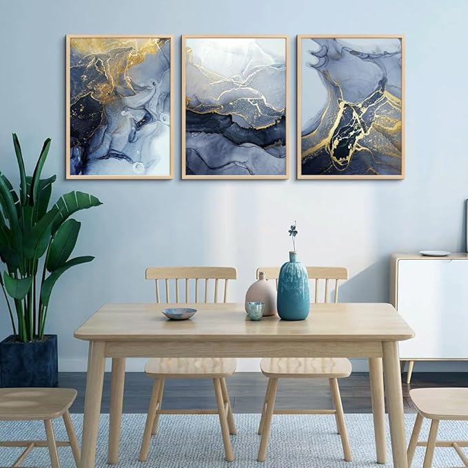 Natural Wood Framed Wall Art for Living Room Abstract Wall Decor for Bedroom Abstract Ink painting Wall Artworks Pictures for Office Decoration Large Size Home Decorations Posters Framed Art Prints