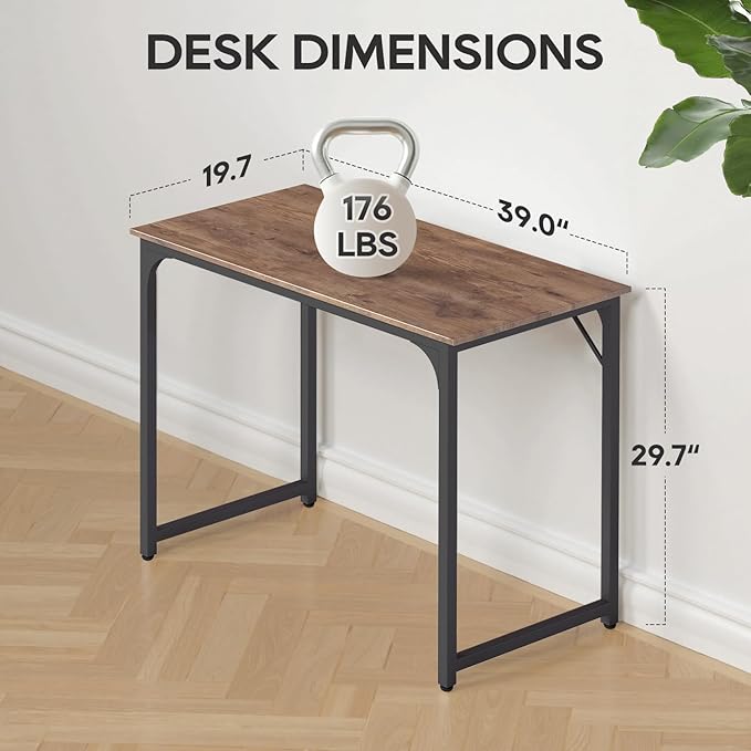 BestOffice Computer Desk,Home Office Desk, Modern Simple Style for Home Office Study Writing (Brown, 39 Inch)