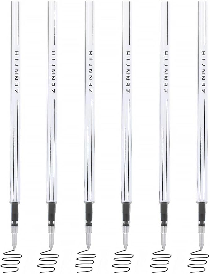 6 Pieces Gel Ink Pen Refills Replaceable Ballpoint Black Ink Pen Refills Fine Point 0.7mm Smooth Writing for Office School Supplies (6pcs 0.7mm Black Ink)