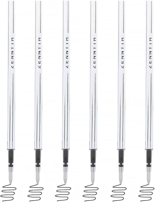 6 Pieces Gel Ink Pen Refills Replaceable Ballpoint Black Ink Pen Refills Fine Point 0.7mm Smooth Writing for Office School Supplies (6pcs 0.7mm Black Ink)