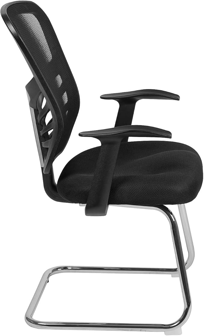 Flash Furniture Steve Black Mesh Side Reception Chair with Chrome Sled Base