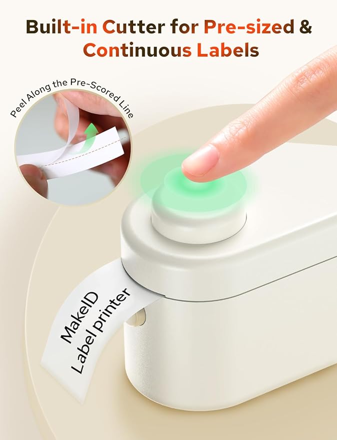 Makeid L1-C Smart Label Maker Machine with Tape – Mini Bluetooth Label Maker, Portable & Rechargeable, Compatible with 9/12/16mm Waterproof Tapes – for Home, Office, School Organization