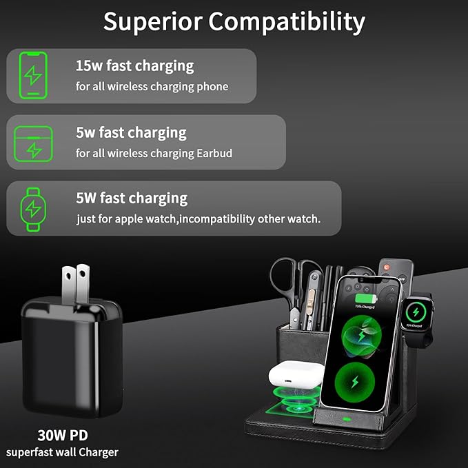 Pen Holder for Desk, Desk Organizers and Accessories,Stationery Holder for Office, School, Home,Desk Organizer With Phone Charger,Wall Mounted Remote Control Holder,Bedside Table Organizer (black)