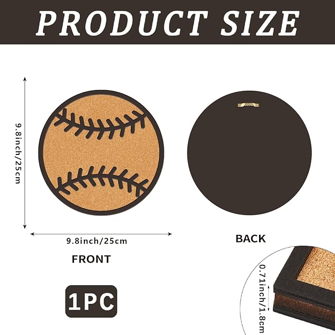 CRASPIRE Pin Cork Board Baseball Framed Bulletin Display Badge Sport 9.8x9.8 Wood Purple Decorative Corkboard Wall Mounted Memory Brooch Lapel Holder Storage for Home Office School Classroom Party