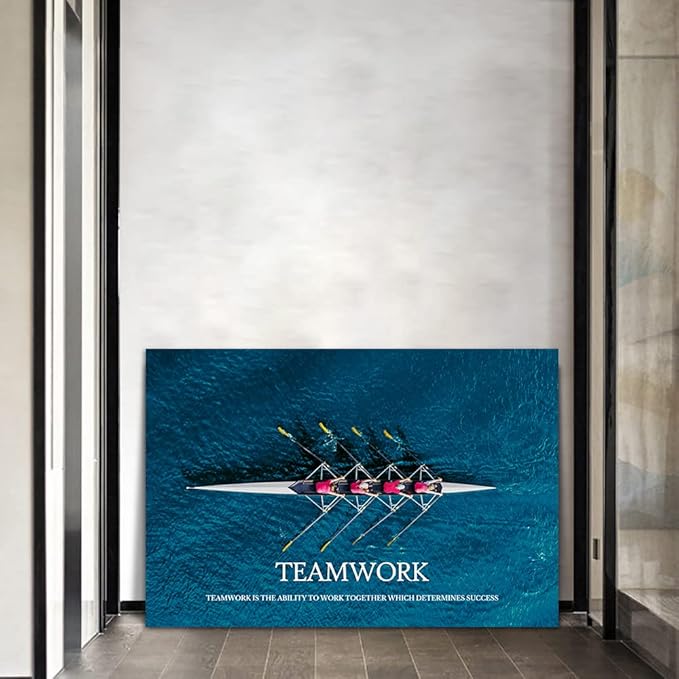 Inspirational Canvas Wall Art Inspiration Motivation Painting Motivational Quotes Modern Success Teamwork Posters Prints Artwork Living Room Home Office Decorations Framed Ready to Hang (28”Hx44”W)