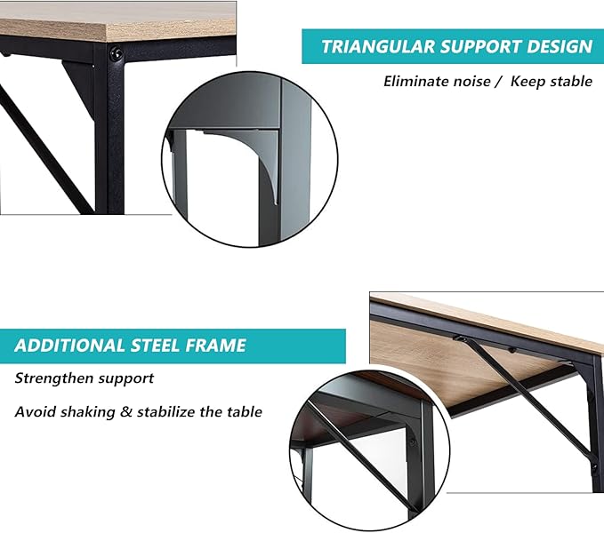 39‘’Computer Desk,Gaming Desk Home Office Desk Writing Study Table Modern Simple Style PC Desk with Metal Frame，Nature