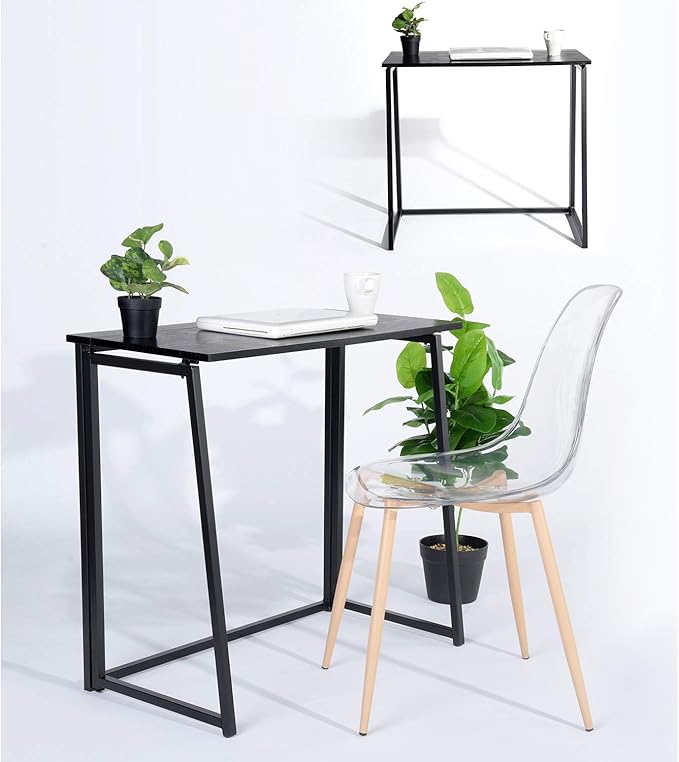 Homy Casa 31.5" Home Office Foldable Desk, Space-Saving Study-Workstation for Small Spaces, Ideal for Dorm, Living Room, and Bedroom (Black)