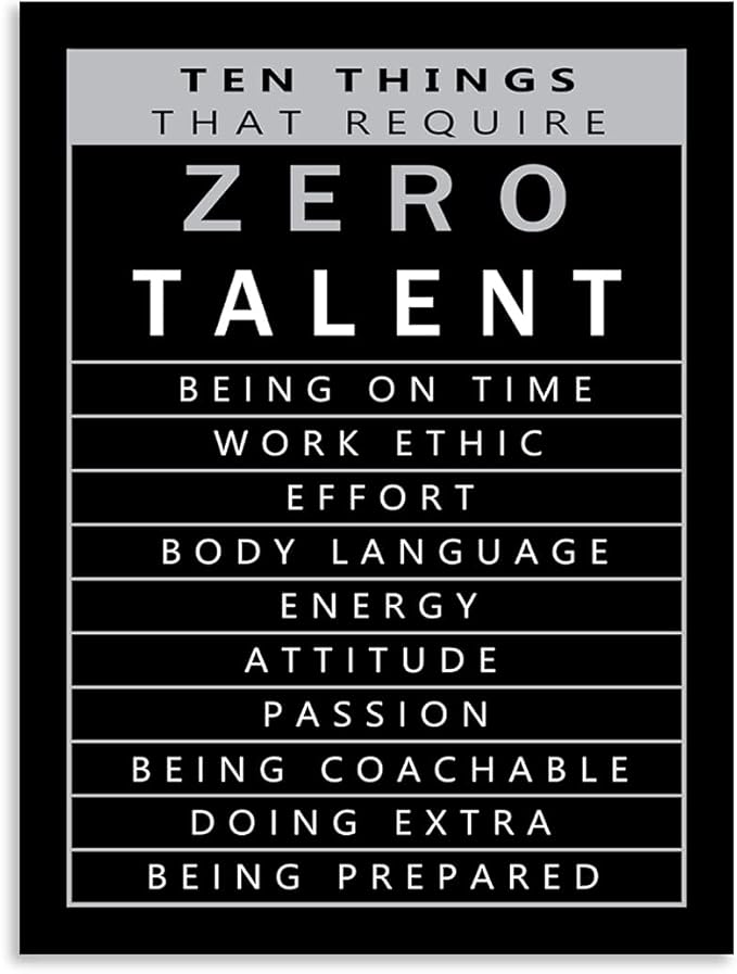Inspirational Office Decorative Wall Art Inspirational Canvas Painting Posters Ten Things That Require Zero Talent Picture Printing Artwork Living Room Office Home Decoration Frame[30″W X 40′'H]