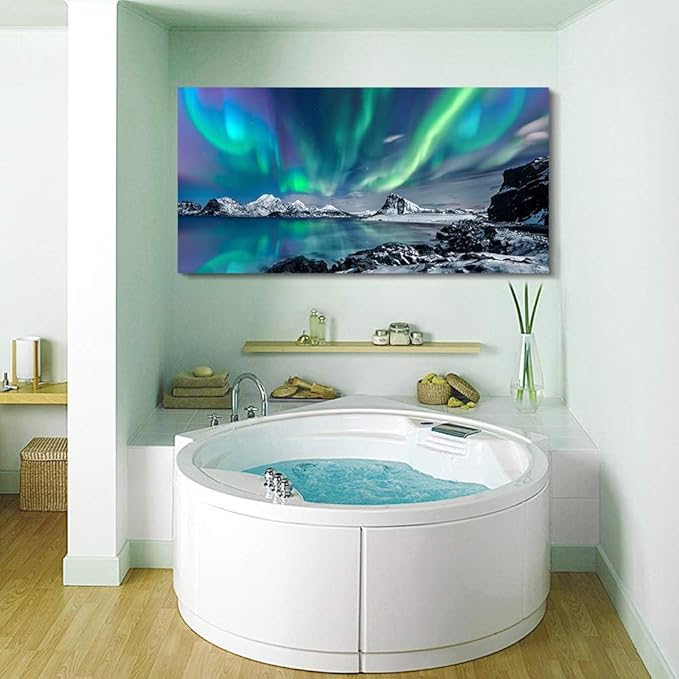 Lapremoly Canvas Wall Art For Living Room farmhouse Wall Decor For Bedroom Office Decor Blue Aurora Pictures Landscape Wall Paintings Prints posters Artwork Framed Wall Mural Room Home Decoration