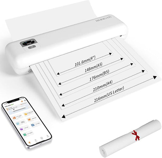 Rongta Portable Printer Wireless for Travel, F82 Inkless Bluetooth Thermal Printers, Compatible with iOS, Android, Laptop, Support 8.5"x11" US Letter&A4 for Office, Home, Car (White)