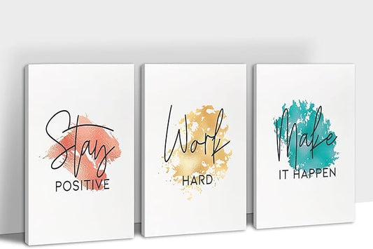 SHMAO Office Canvas Wall Art Motivational Wall Decor, 3 Piece Stay Work Make Print Pictures for Office Wall Decor Women Inspirational Framed Artwork Home Office Decor 20”x30”x3 Panels