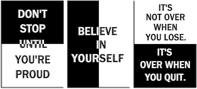 3 Pieces Motivational Canvas Wall Art Poster Print Inspirational Quote Office Wall Decor Artwork Positive Theme Picture Painting for Living Room Workplace Gym Stretched and Framed [72''Wx 36''H]