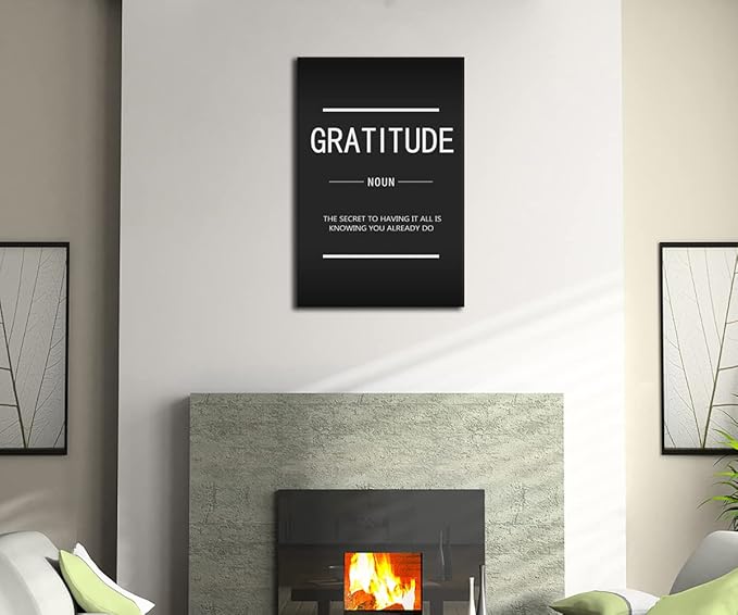 Motivational Wall Art for Office Wall Decoration Inspirational Entrepreneur Quotes Gratitude Noun Canvas Prints Company Living Room Bedroom Framed Poster Artwork Ready to Hang[24''W x 36''H]