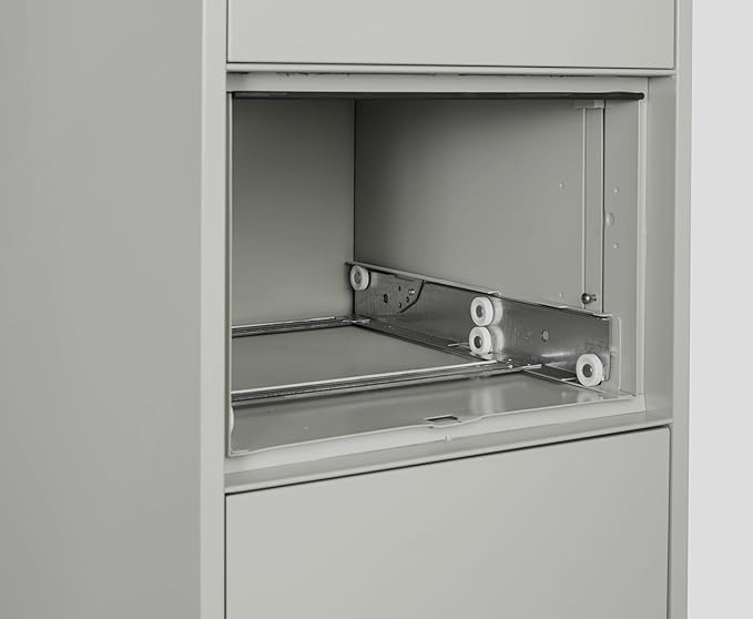 25 inch 4-Drawer Vertical Fireproof File Cabinet – Letter Size Filing – Key Lock – Water Resistant Seal – Fire and Impact Rated – Light Gray Finish – Model LTR4W25LG