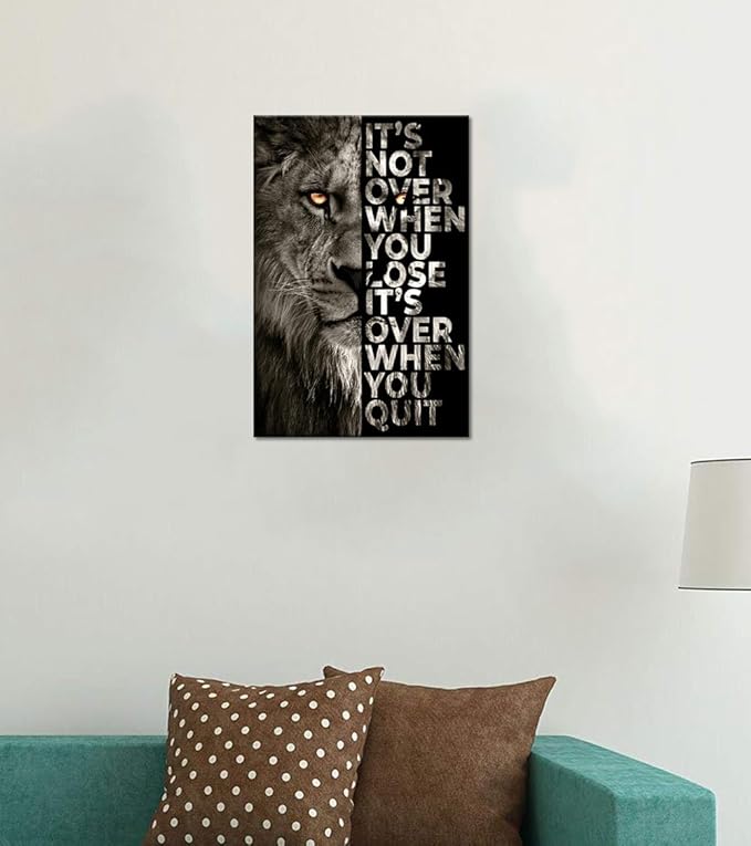 Motivational Lion Wall Art - Inspirational Animal Wall Decor Modern Office Picture Artwork Poster Framed Canvas Print for Bedroom Living Room Home Decor, 24x 36 in
