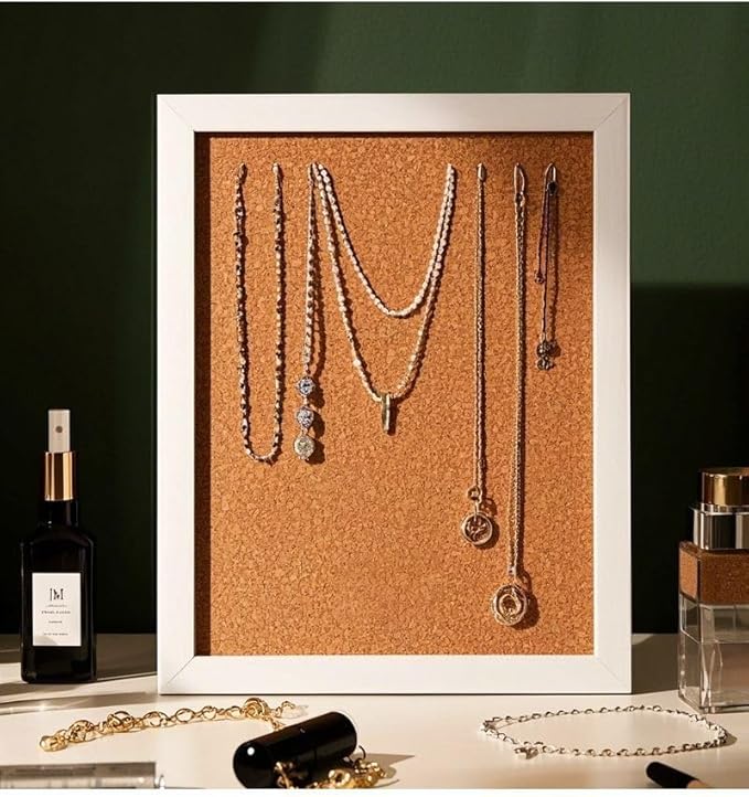 Cork Board Bulletin Board 16" X 12", Wall Mounted White Oak Wood Finish Frame Corkboard for Office Home and School, Hanging Pin Board Message Board or Vision Board Decoration