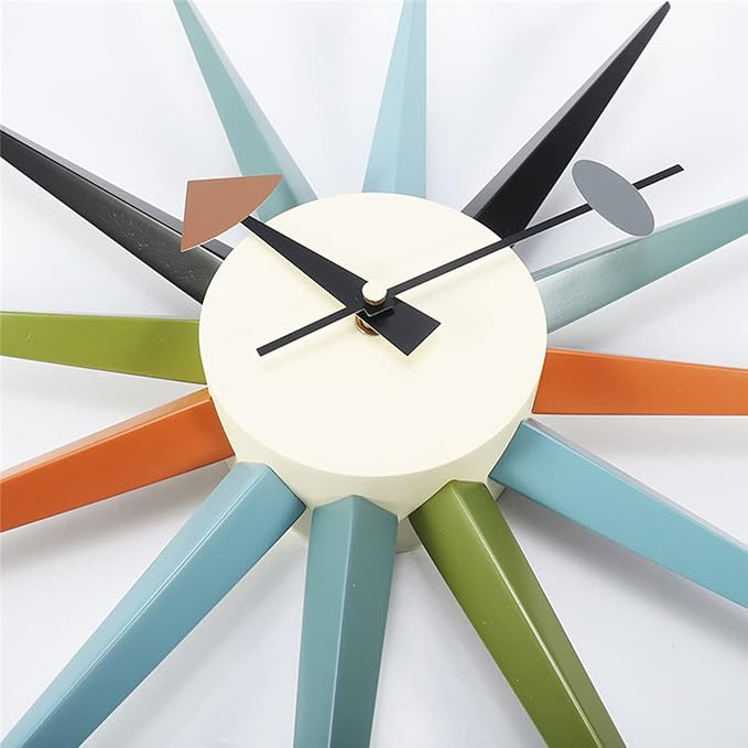Wall Clock Wall Clock Multicolor Modern Wall Clock, Silent Non-Ticking Battery Operated Decorative Clock, Minimalistic and Stylish, Aluminium Pointer, for Living Room Bedrooms Office Kitchen