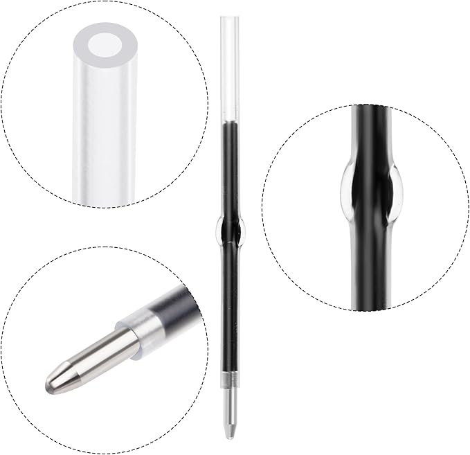 jiebor 100Pcs Beadable Pens Refills Ballpoint Pens Refills Black Ink 1.0mm for Plastic Bead Pens Office Supplies 2.44 Inch