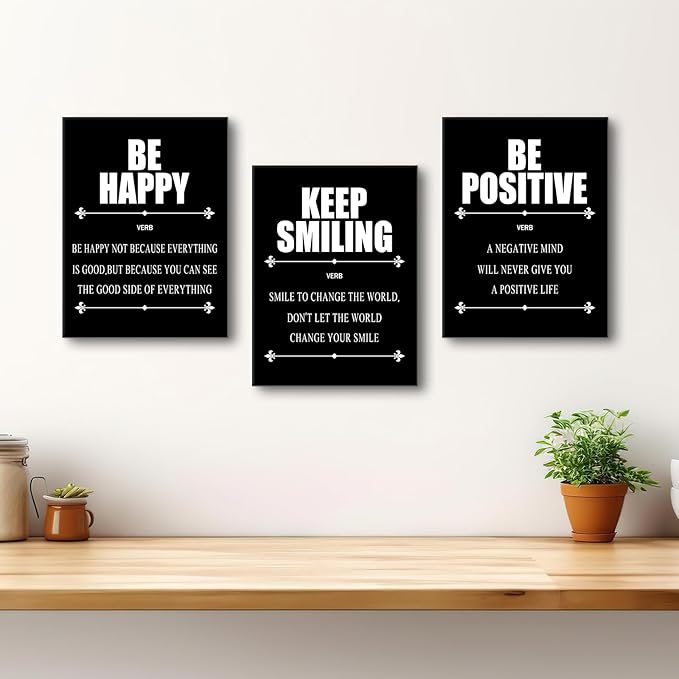Inspirational Canvas Wall Art 3 Piece Quotes Success Entrepreneurs Posters Print Office Decor Picture Painting Artwork for Office Bedroom Bathroom Wall Picture Ready to Hang [36''W X 16''H]
