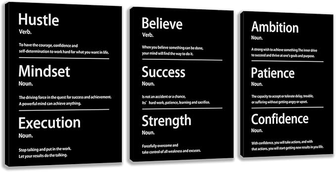 3 Panel Print Canvas Wall Art Motivational Office Wall Decor Painting Inspirational Posters Modern Inspiring Artwork for Home Living Room Bedroom Wall Decor Office Wall Art Ready to Hang - 48"Wx24"H