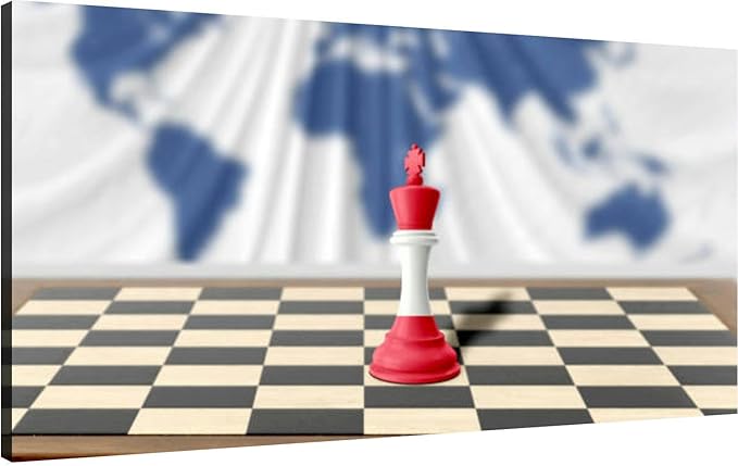 Canvas Wall Art for Living Room Bedroom Austrian Chess King Covered Country Flag A Chess Board Table Against Big Large Wall Art Decor Framed Painting Wall Pictures Prints Artwork Office