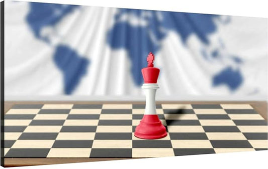 Canvas Wall Art for Living Room Bedroom Austrian Chess King Covered Country Flag A Chess Board Table Against Big Large Wall Art Decor Framed Painting Wall Pictures Prints Artwork Office
