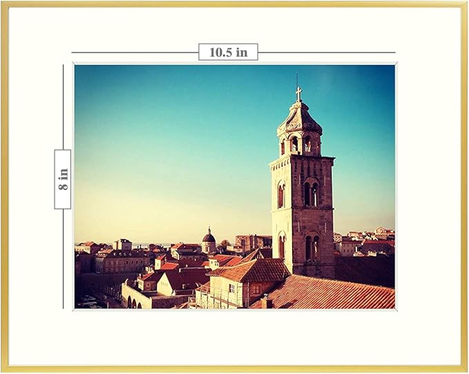 Golden State Art, Gallery Wall Frame Set of 6 - Gold 12x16 Aluminum Photo Frames with Mat for 8.5x11 Pictures - 12 x 16 inch Metal Frame with Real Glass Cover - Elegant Home or Office Decor