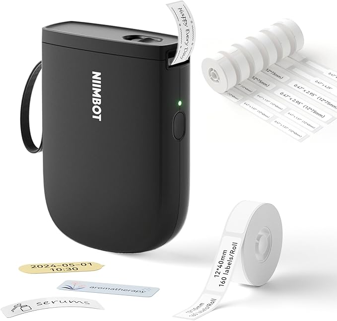 NIIMBOT D11 New Version Label Maker Machine with Tape,300DPI Bluetooth Label Printer, Portable Thermal Printer,Sticker Maker for Organizing Home Office School,Black